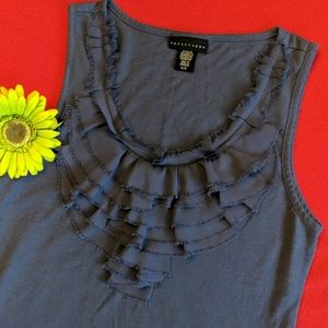 Apostrophe Periwinkle Tank with Ruffles sz.S  #221